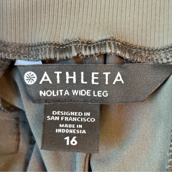 Athleta Nolita Mountain Olive Green High Rise Pull On Wide Leg Pants Size 16 - Picture 6 of 11